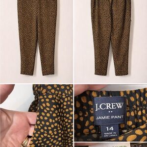 J. Crew tapered trousers in black with mustard dot print